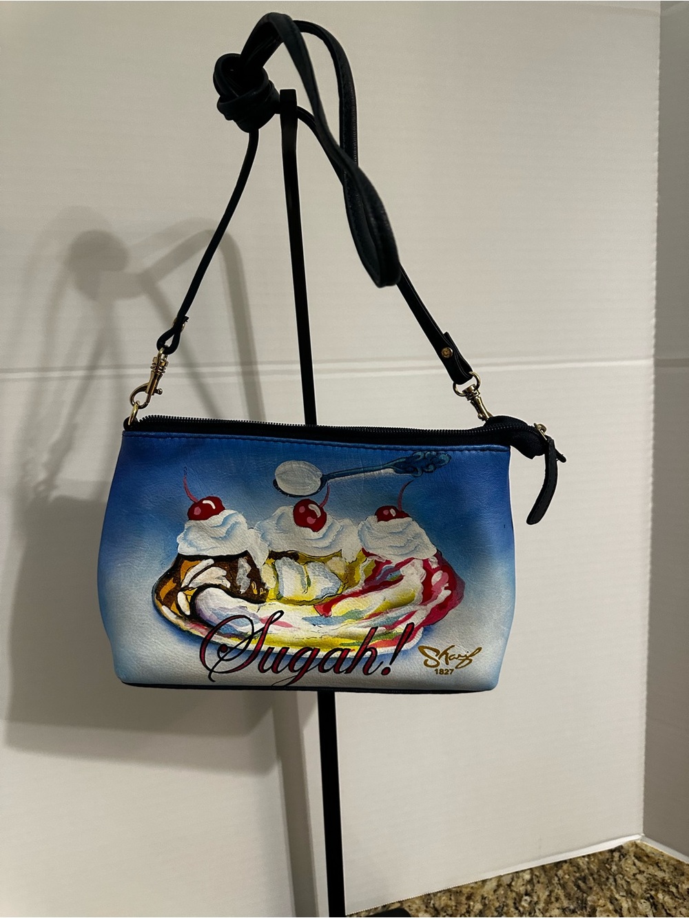 Sharif 1827 Artistic Expressions Hand Painted Leather Mini Bag Sugah- Unique
